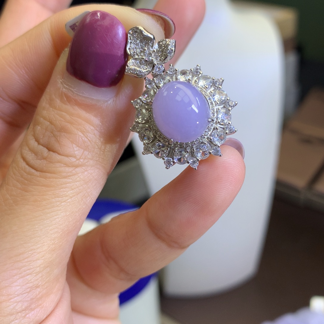 翡翠挂件银S925镶嵌翡翠