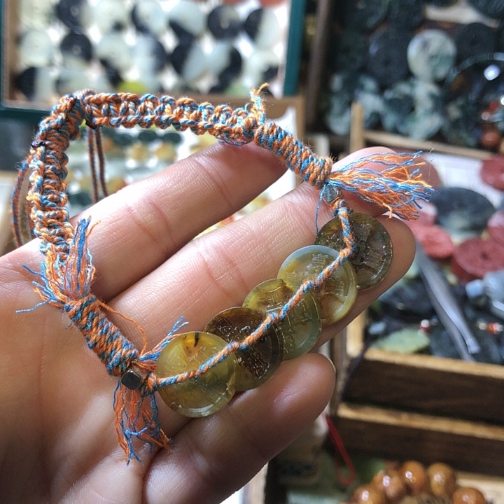 岫玉岫玉五帝钱手链未镶嵌