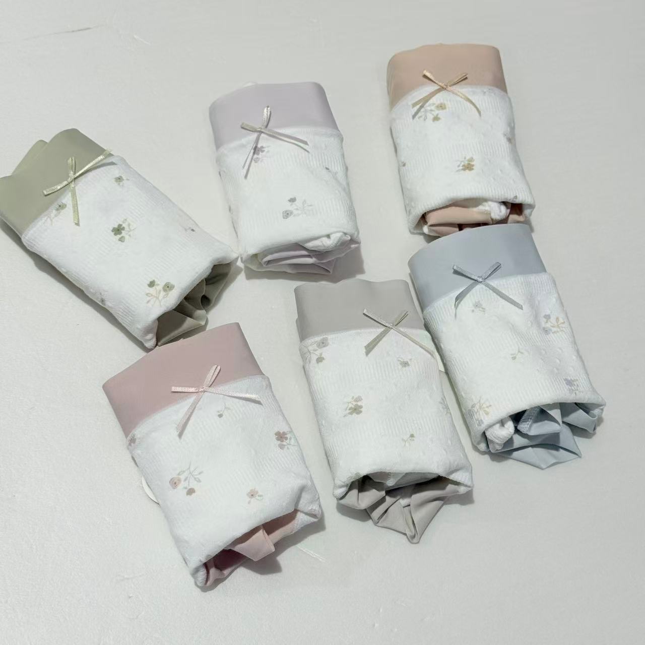 4592号1317#韩系印花蝴蝶结舒适小裤子