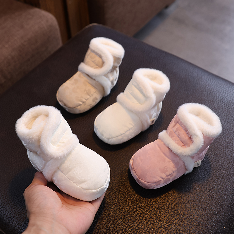 婴儿鞋中式国风魔术贴厚棉鞋防掉软底加绒保暖鞋6-12个月男女宝宝