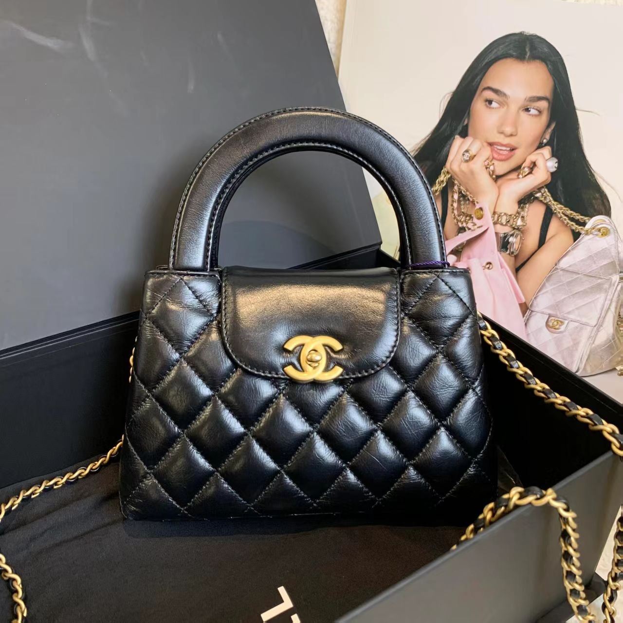 99新 Chanel/香奈儿 壹臻/24A黑金牛kelly大号 17330578