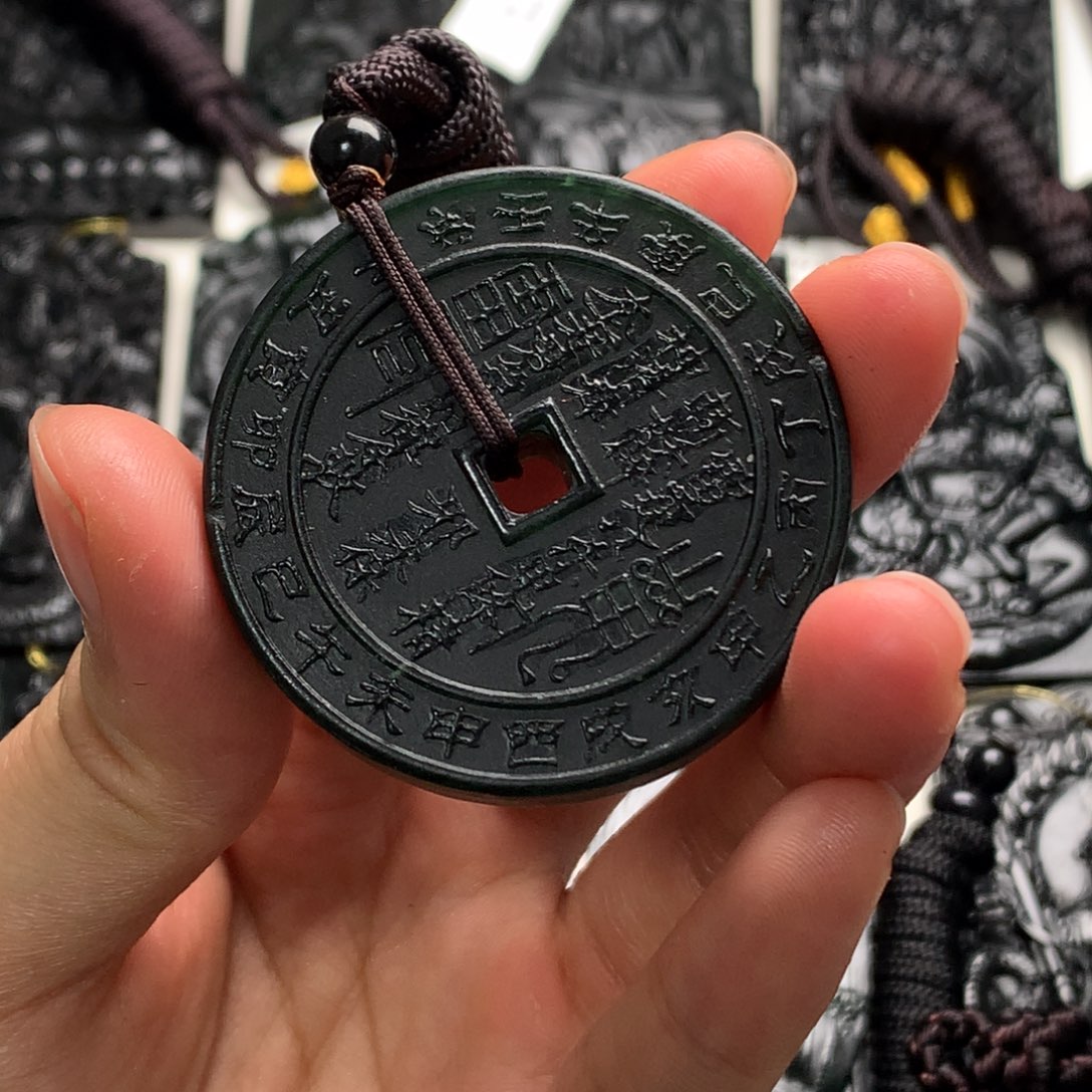 天然缅甸a货钢琴黑挂件