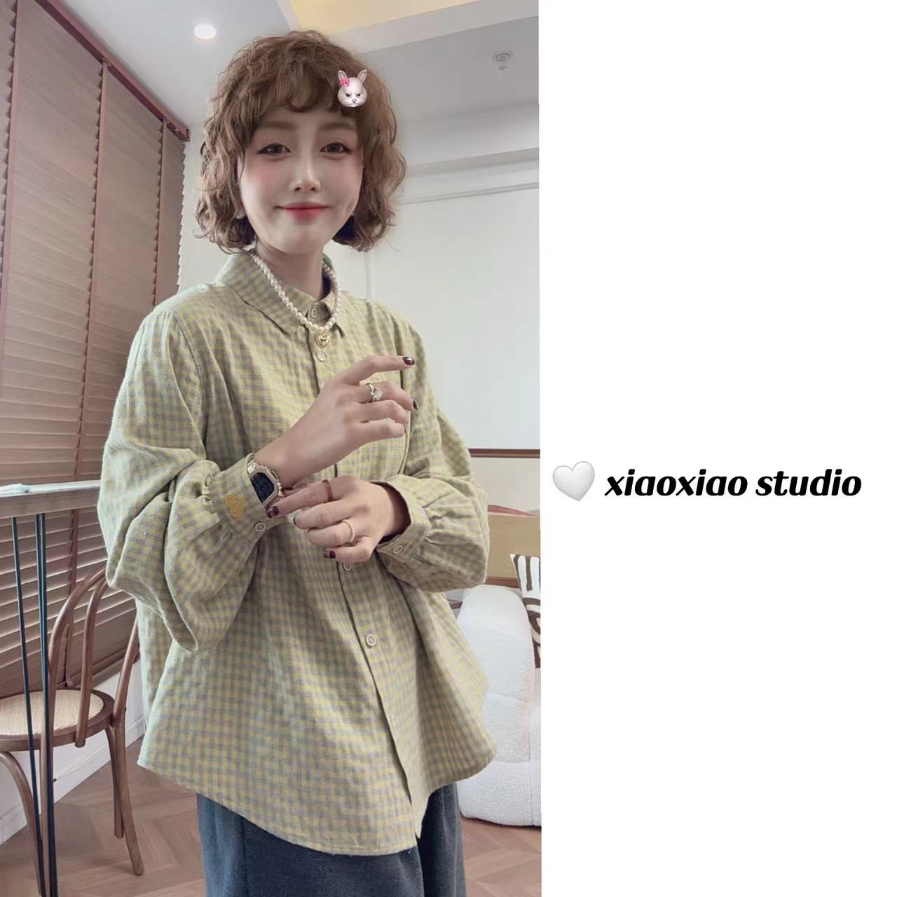 【爱心格衬】【显瘦百搭】【三季可穿】【韩里韩气】潇潇自制格衬衣XA0039