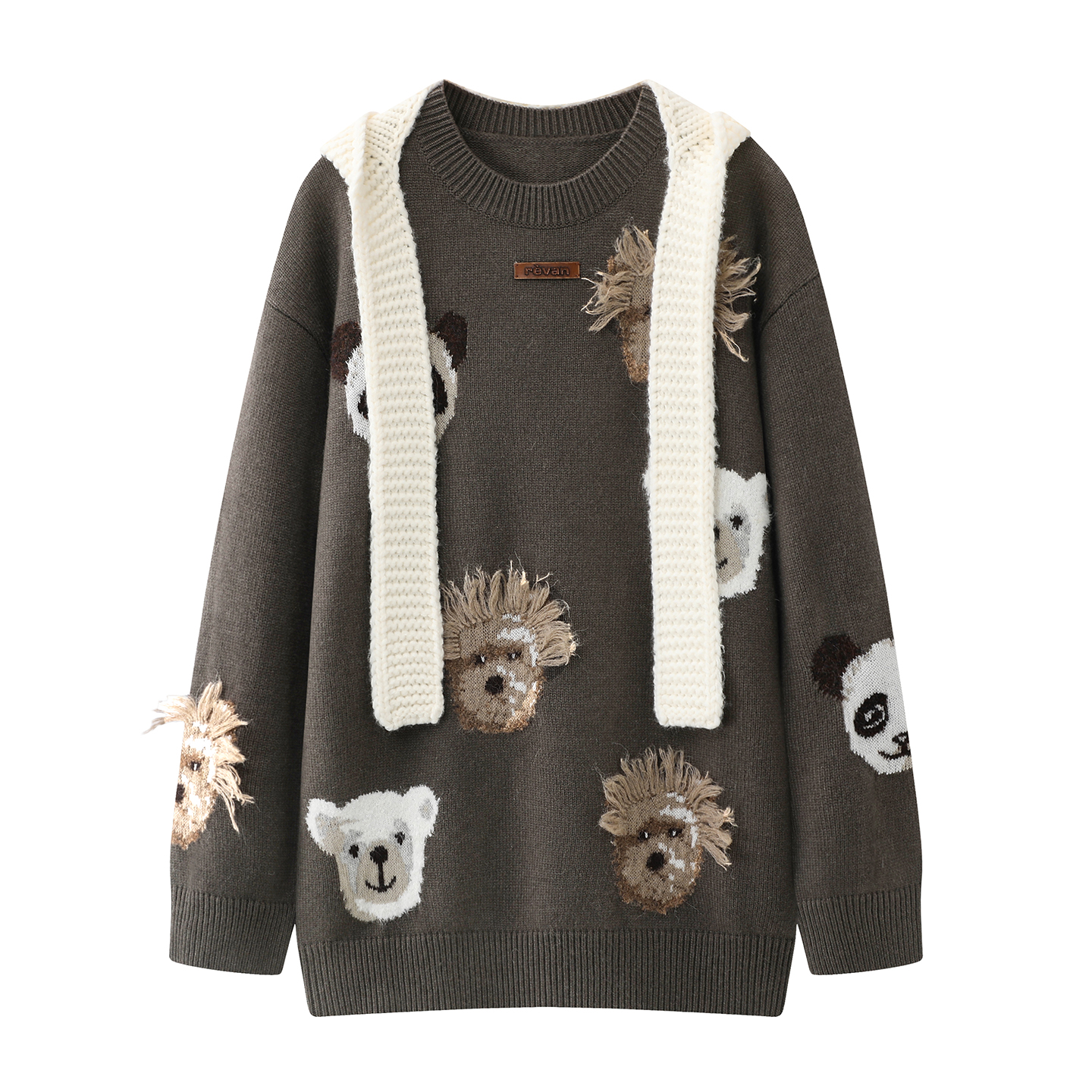 【萌熊乐园】长袖提花中腰卡通动漫针织衫慵懒风冬季百搭女.D2103