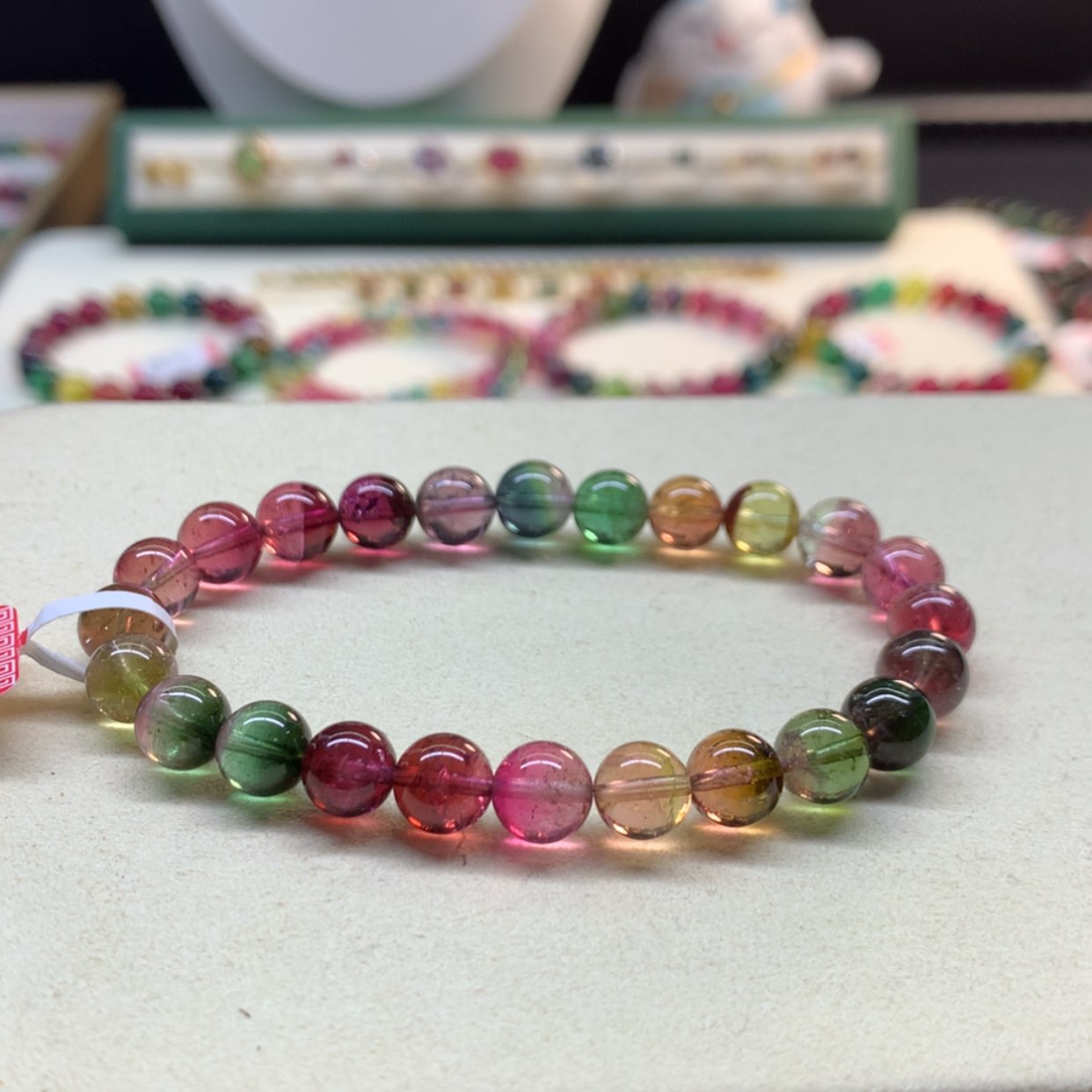 【闪购商品】碧玺手链未镶嵌西瓜碧玺7.6mm