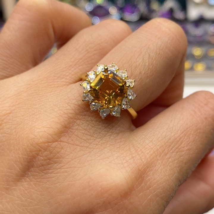 水晶戒指银S925镶嵌天然水晶戒指