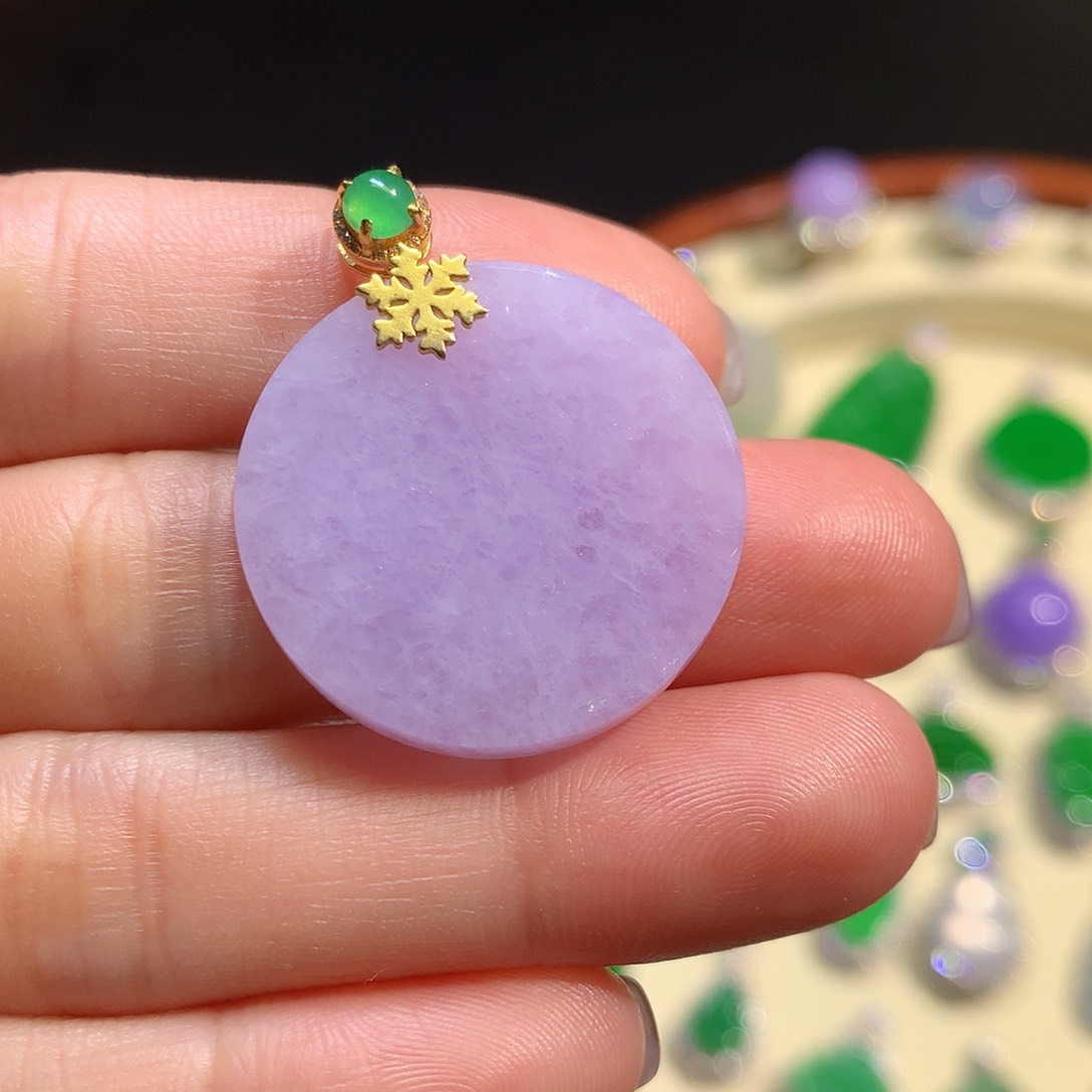 翡翠18K金镶嵌吊坠(不含链)