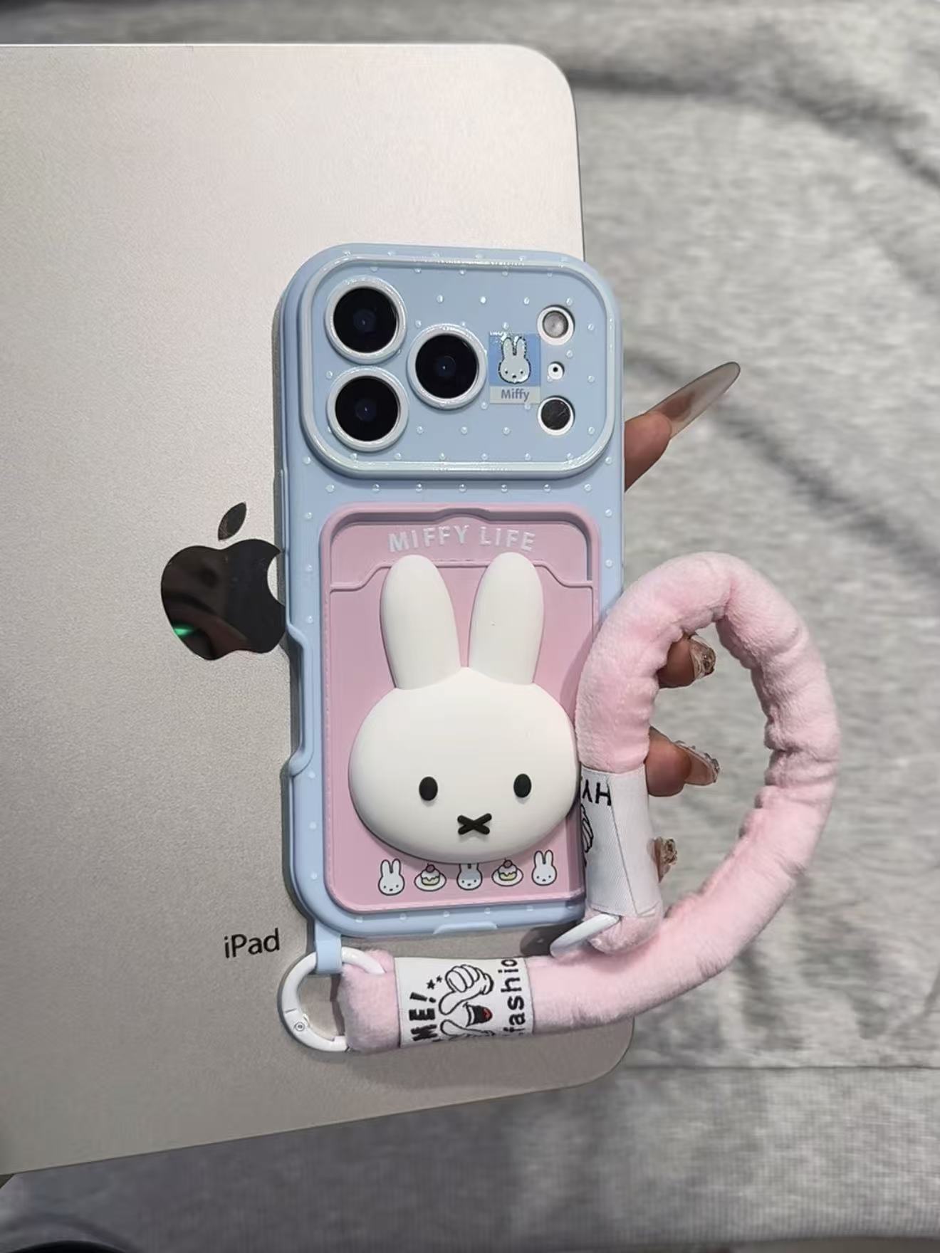 卡通立体米菲兔全包手机壳适用苹果17promax/16防摔卡包可爱   