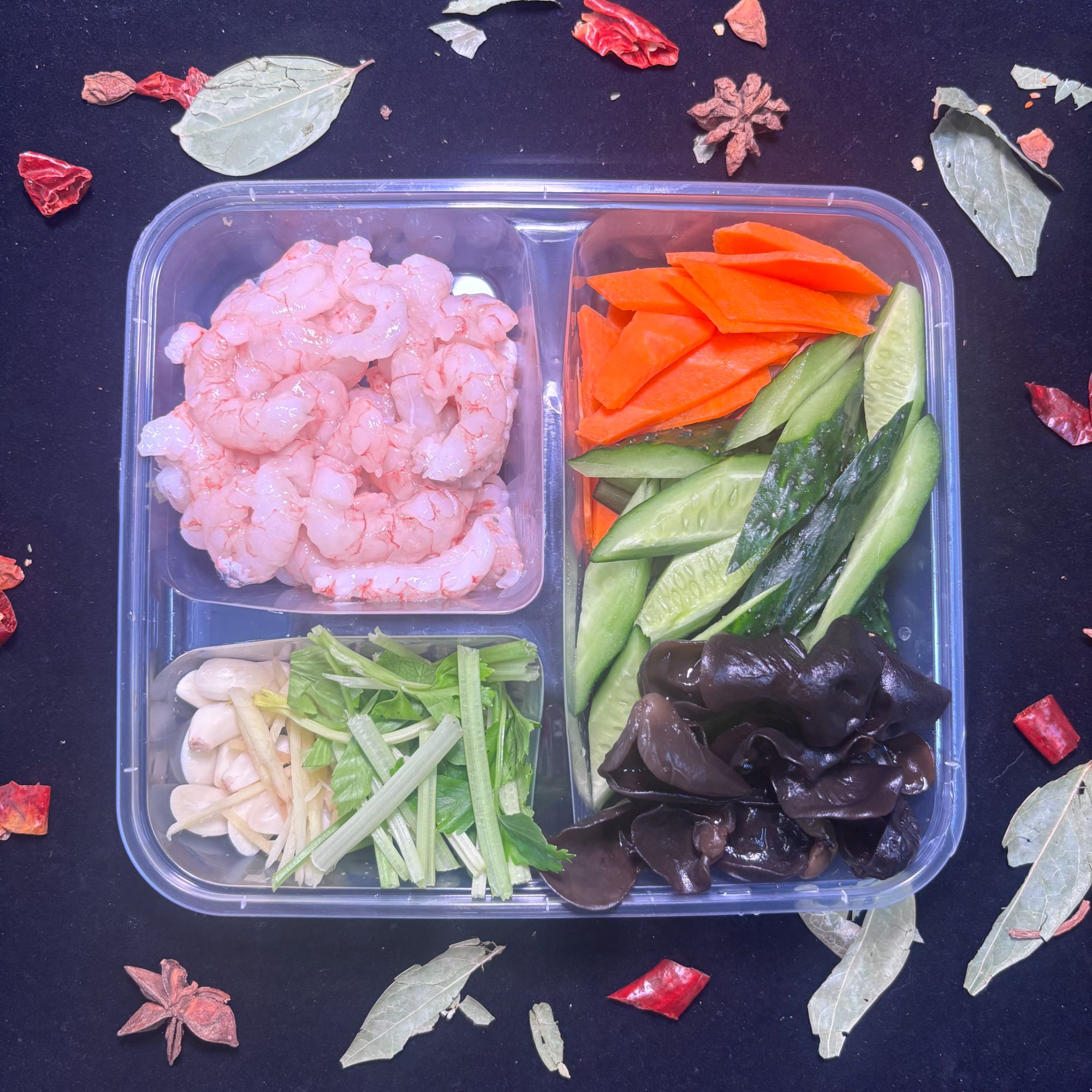 虾仁炒三鲜（深海红虾仁）