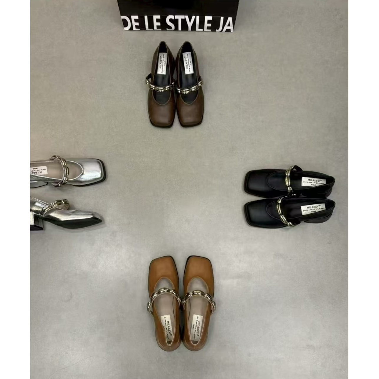 2025年秋季新款休闲时尚百搭一字带金属装饰网红爆款单鞋玛丽珍鞋