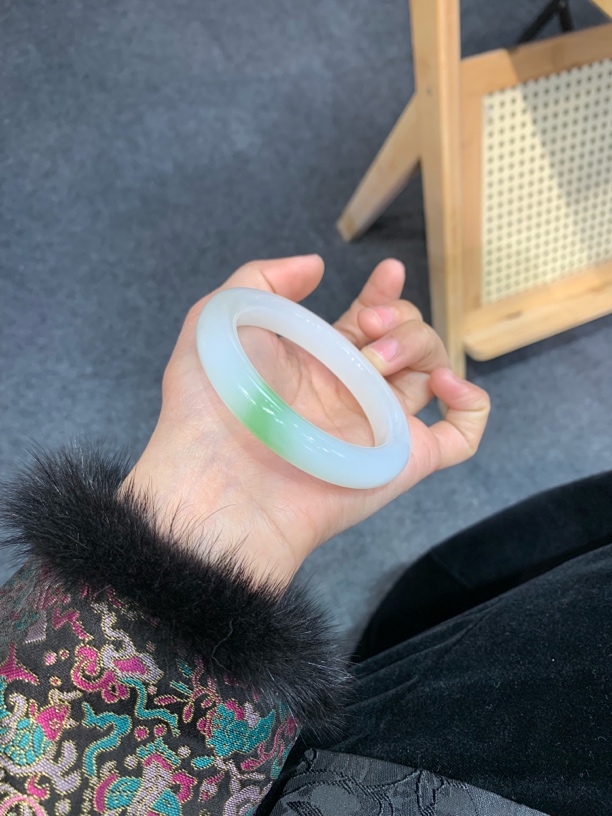 和田玉青海老料白底翠52➕