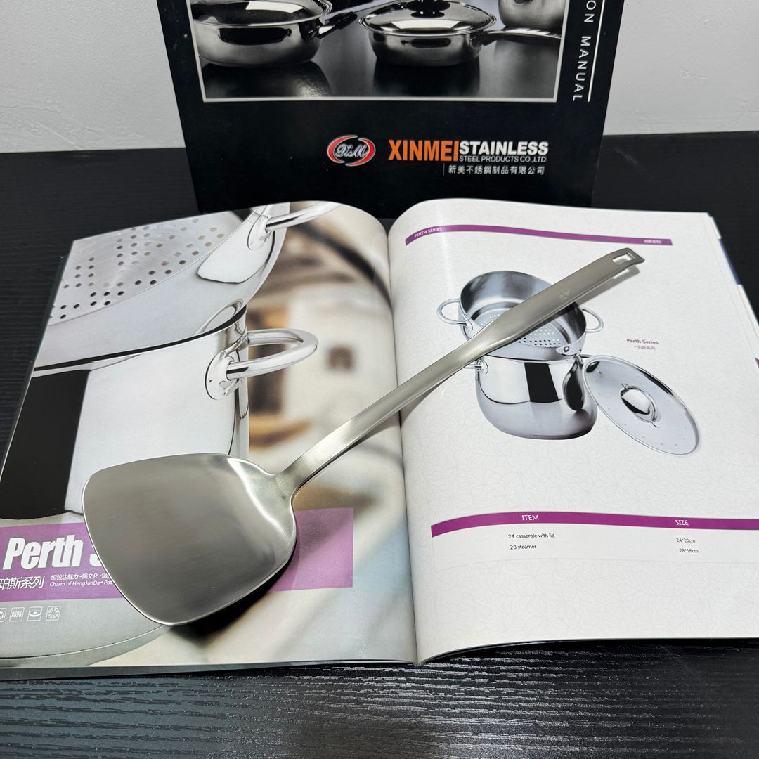 外贸原单加厚304不锈钢锅铲 长34cm宽9cm