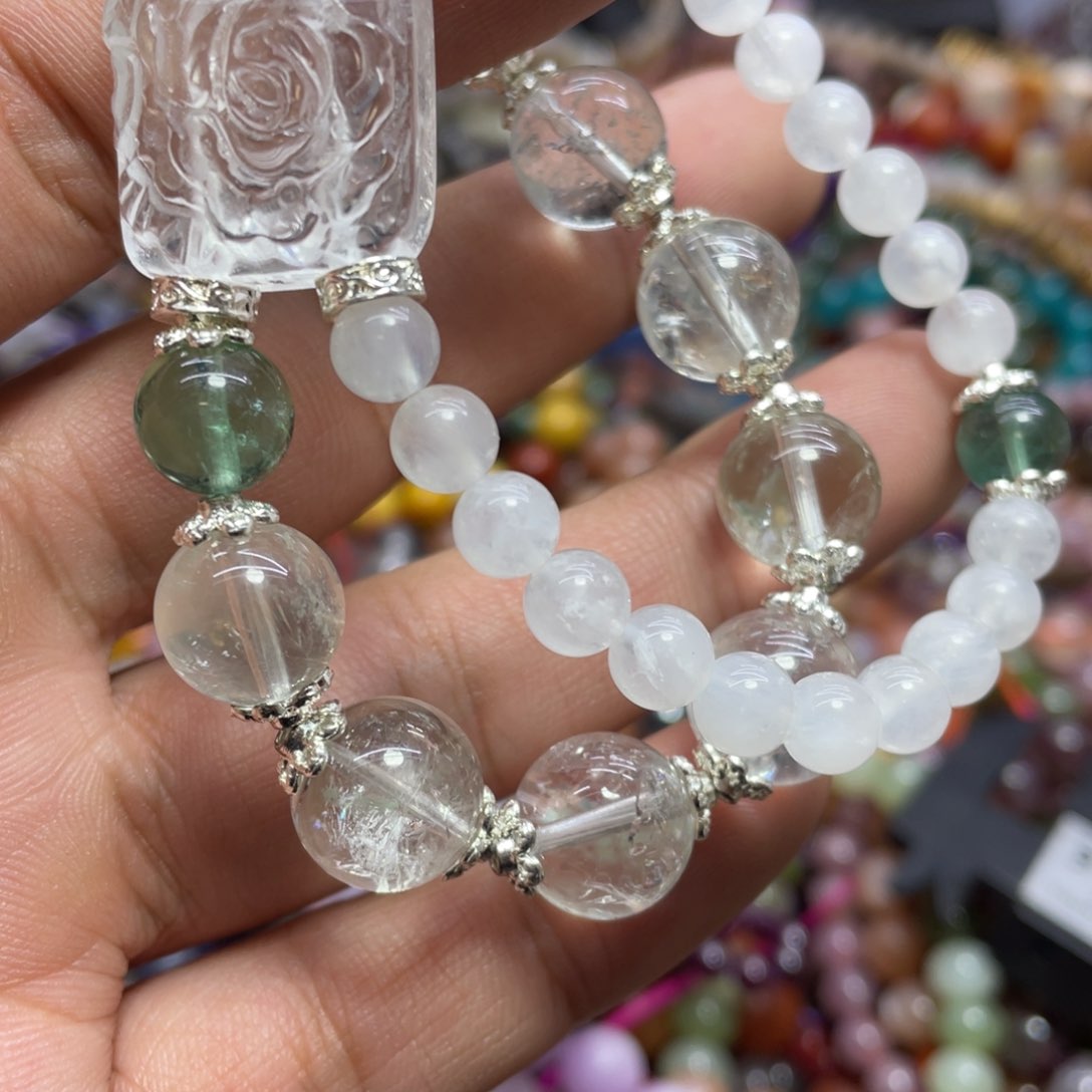 紫晶颈饰银S800镀金镶嵌