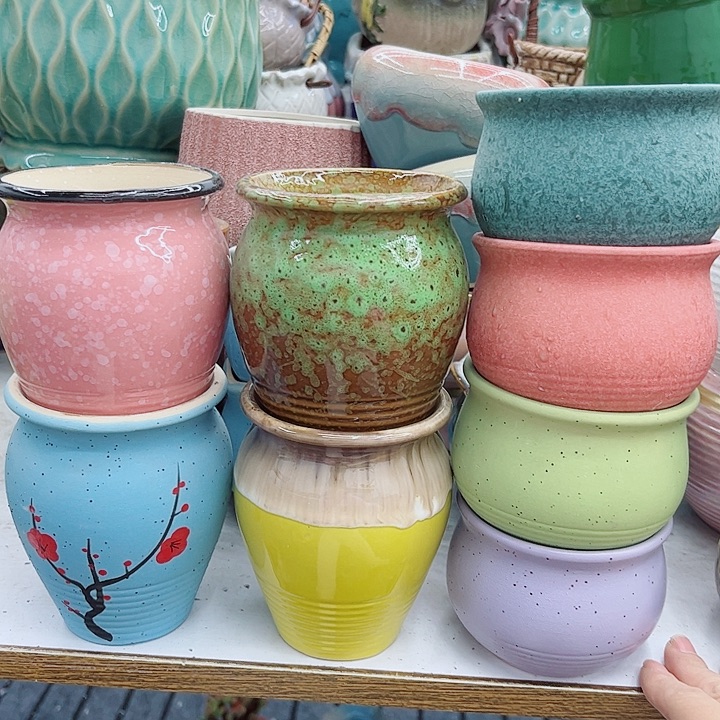 多肉綠植陶瓷花盆9.9包郵，有孔