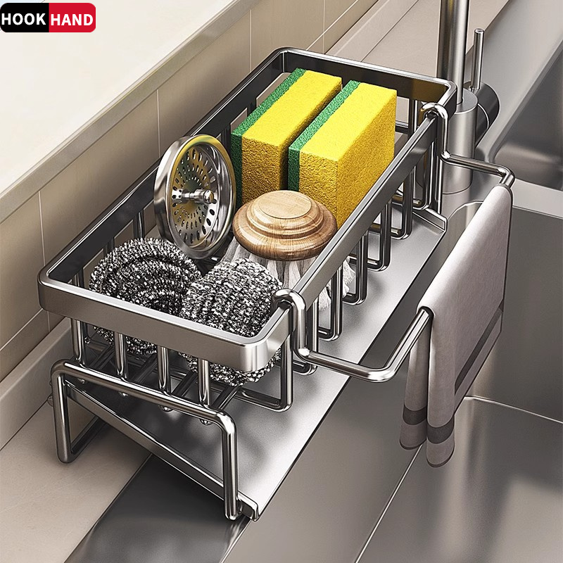 厨房置物架水槽抹布沥水架碳钢龙头放洗碗洁精钢丝球收纳架子神器
