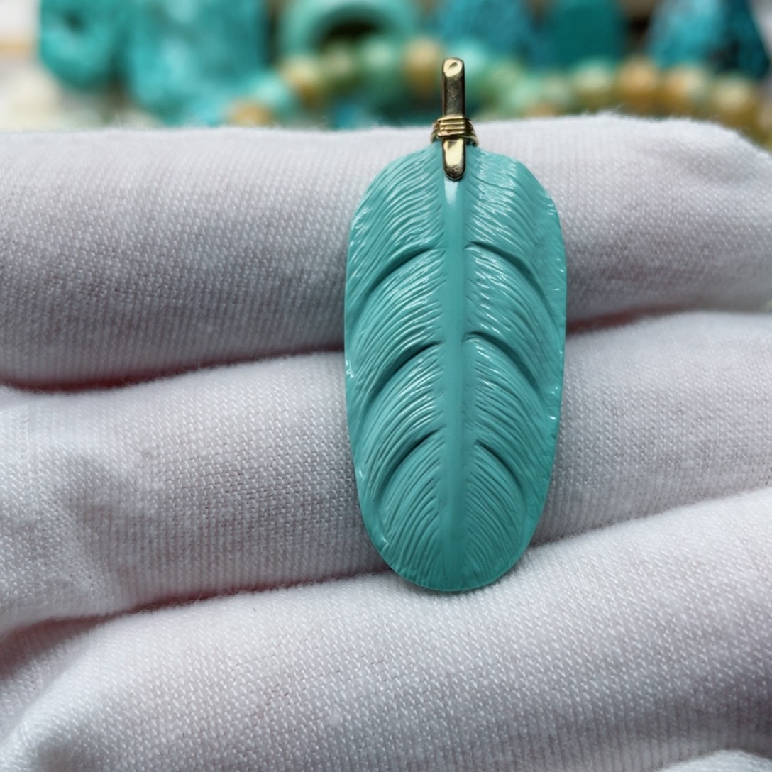 绿松石18K金镶嵌珠宝奇石