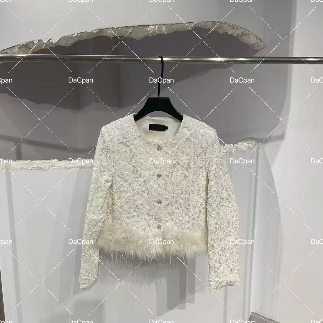DACPAN-“听风愿”亮片羽毛刺绣蕾丝外套2025/盼·PP  5006