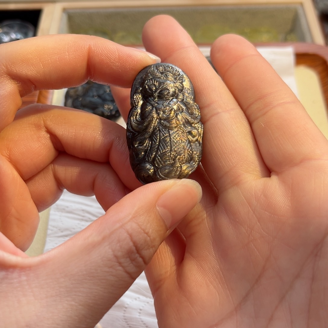 水晶颈饰银S925镶嵌勇****没黑金元宝九尾52