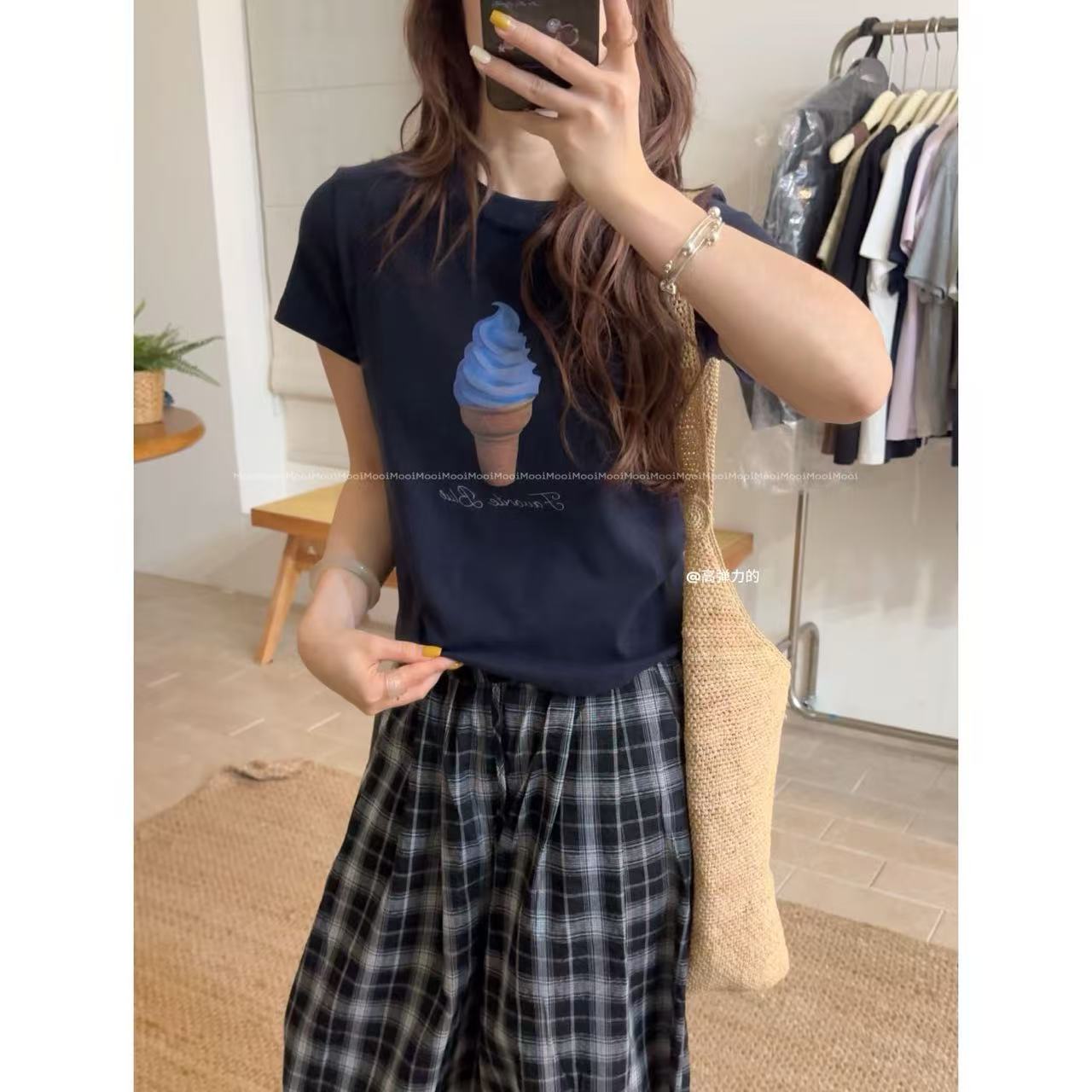 【mooi】'冰淇淋'夏季新款韩版ins风小众设计感T恤