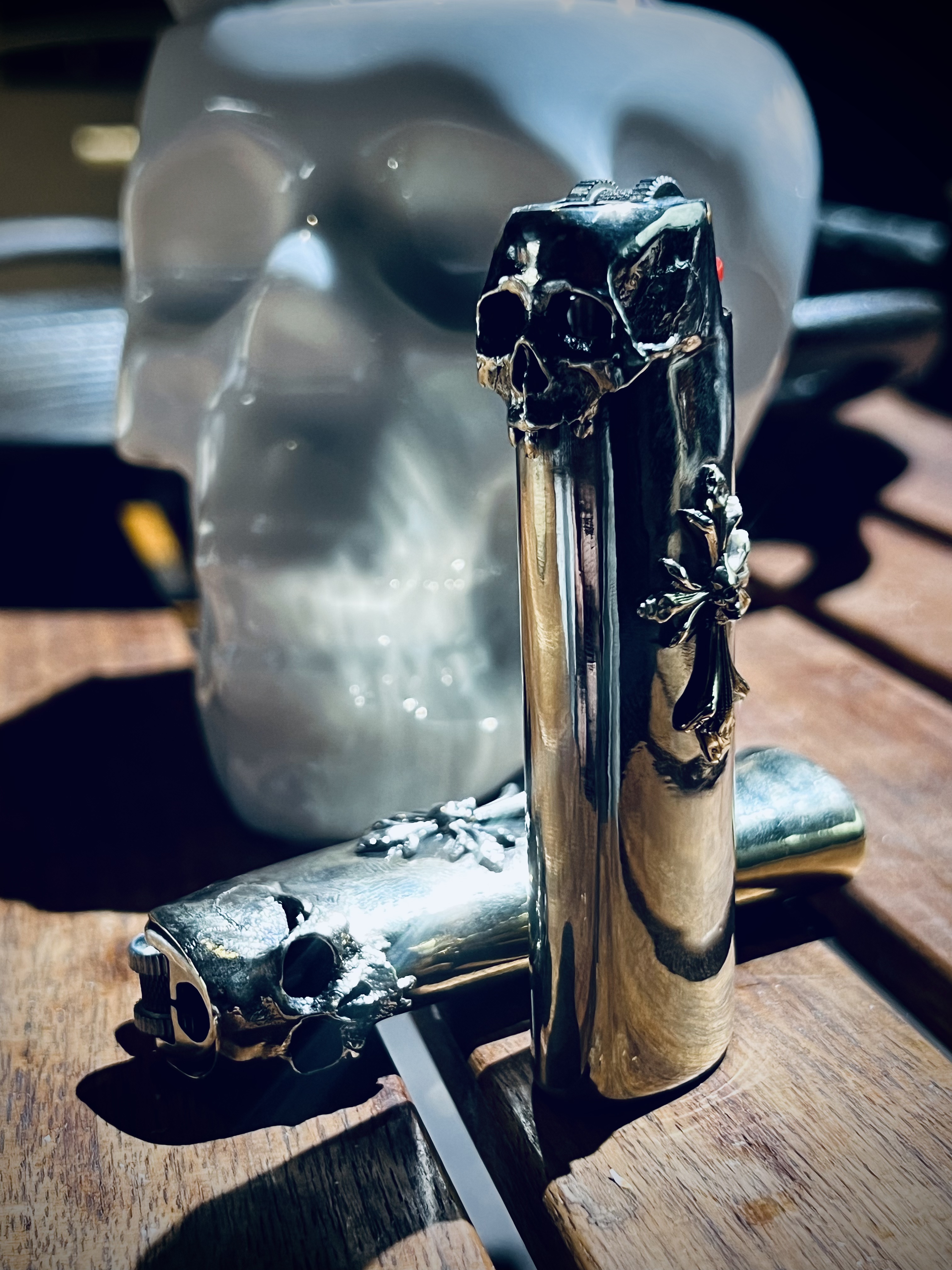 铜吊坠 灵史会馆-骷髅火机壳