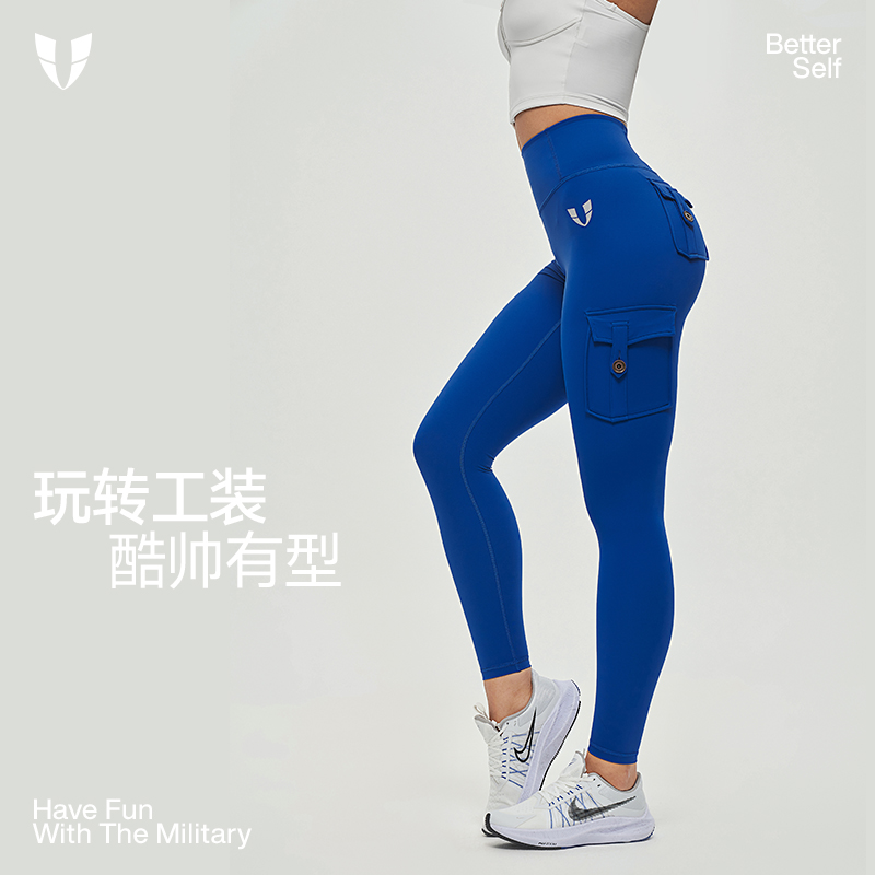 马甲线健身运动工装裤户外跑步马拉松训练休闲裤口袋瑜伽裤新款