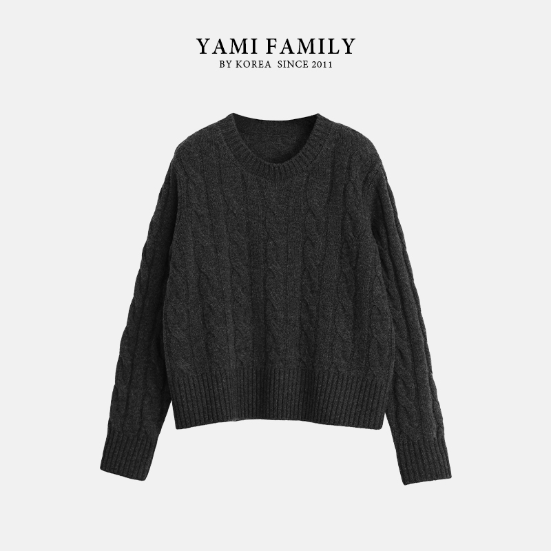 大连亚美【高智】WX-ZZS- HC207 短款羊绒衫提花圆领女绞花厚款【雪】