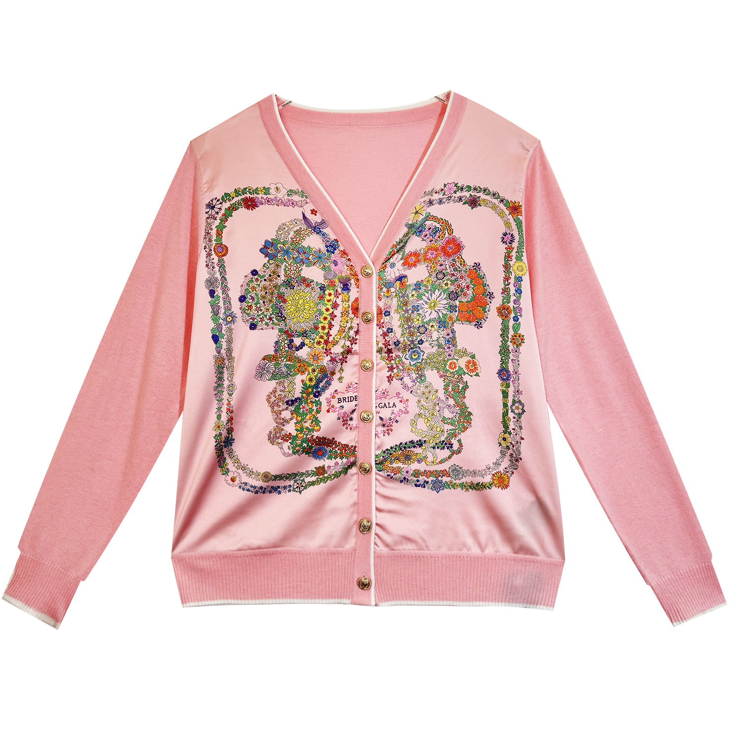 【太古奢品】“马鞍花环“桑蚕丝上衣外套手工缝盘针织开衫秋冬大码女