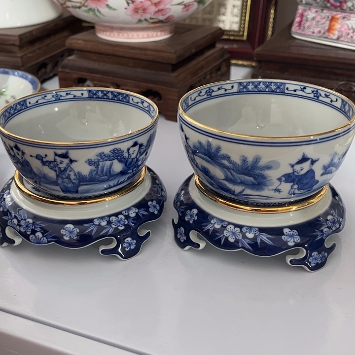 钓***翁景德镇陶瓷青花碗2个