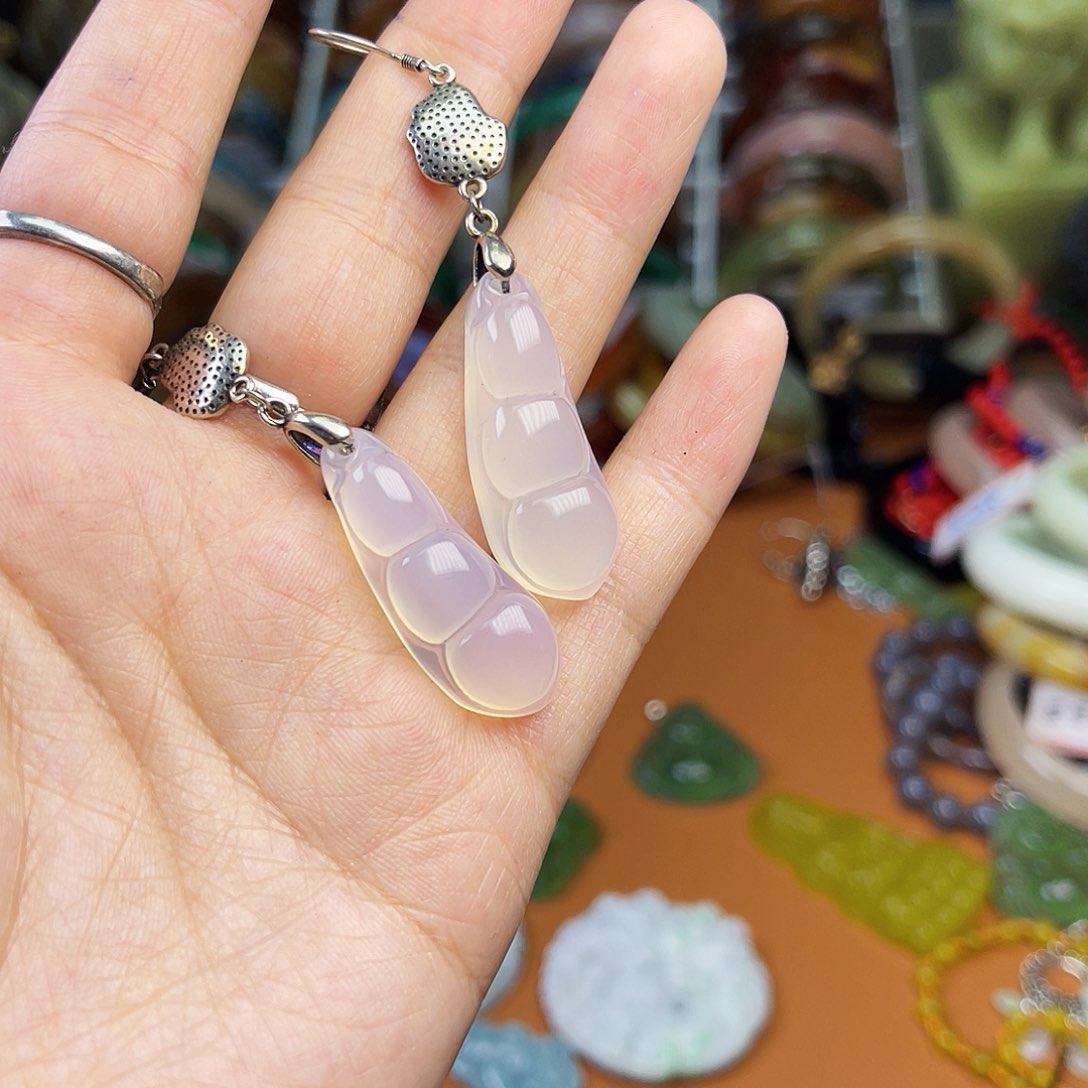 蛇纹石玉颈饰银S925镶嵌