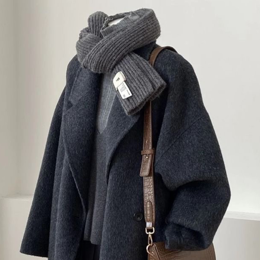 （901-1000）女士中长款大衣韩系宽松高级感慵懒风呢外套秋冬季纯色