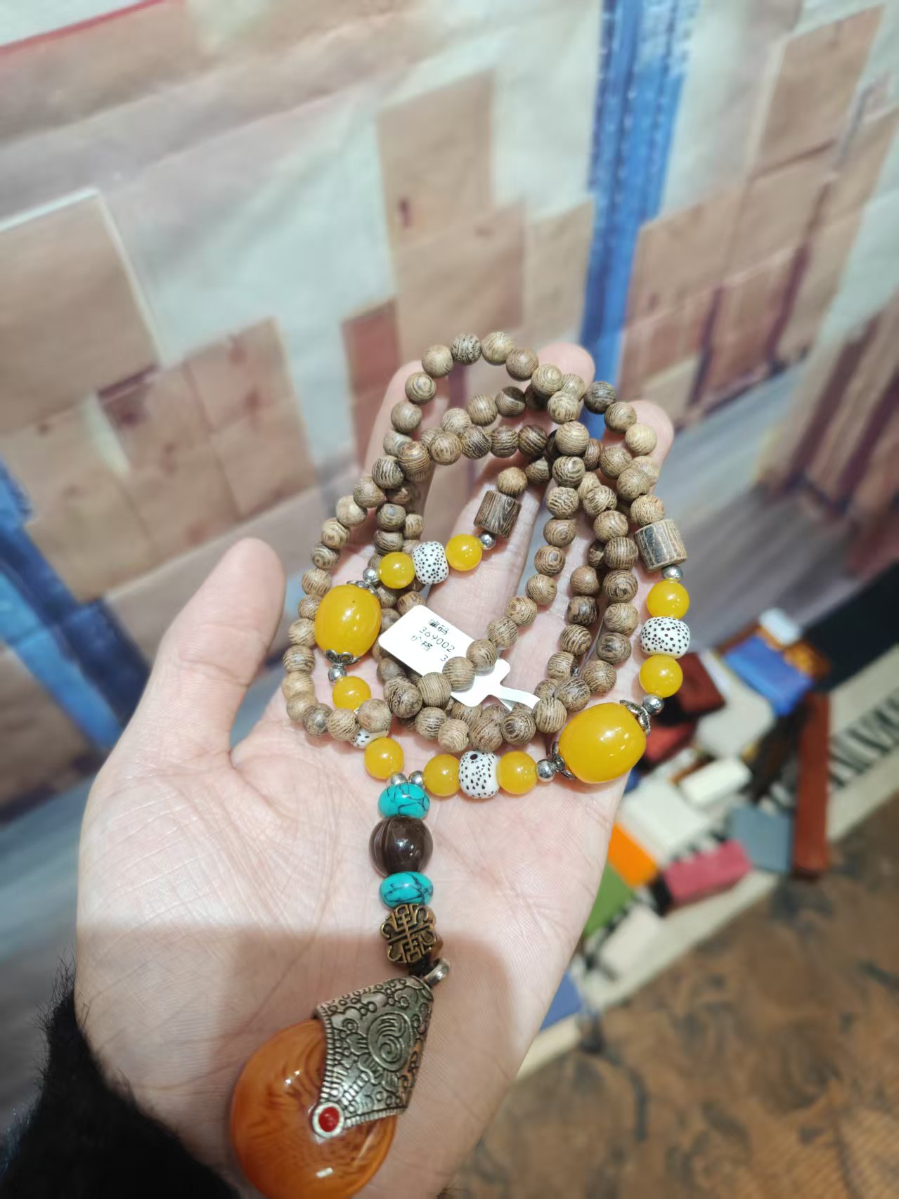 鸡翅木多圈毛衣链无礼盒