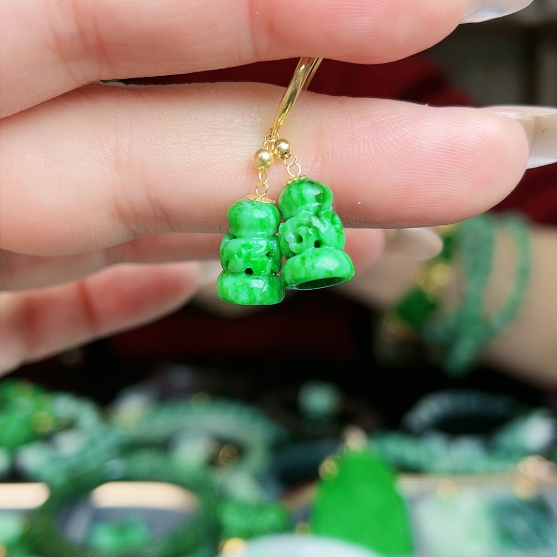 翡翠颈饰18K金镶嵌耳饰