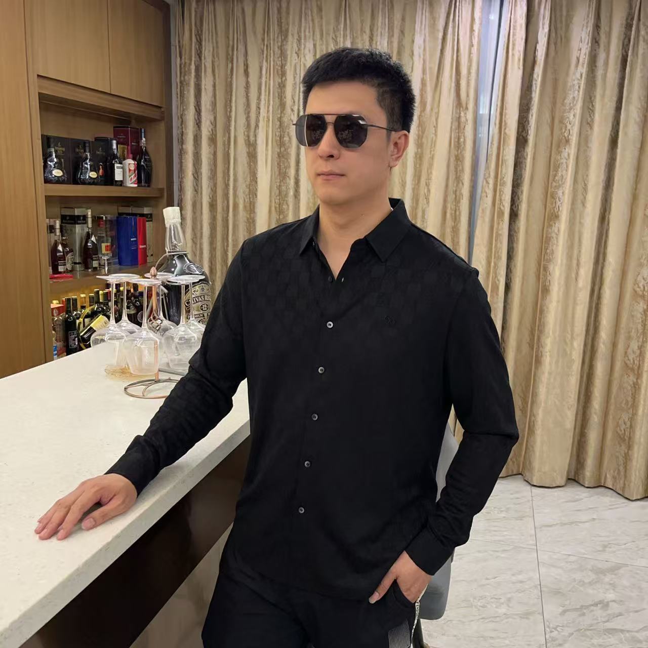 2025男士欧货秋冬潮流修身时尚衬衫休闲潮流轻奢88175