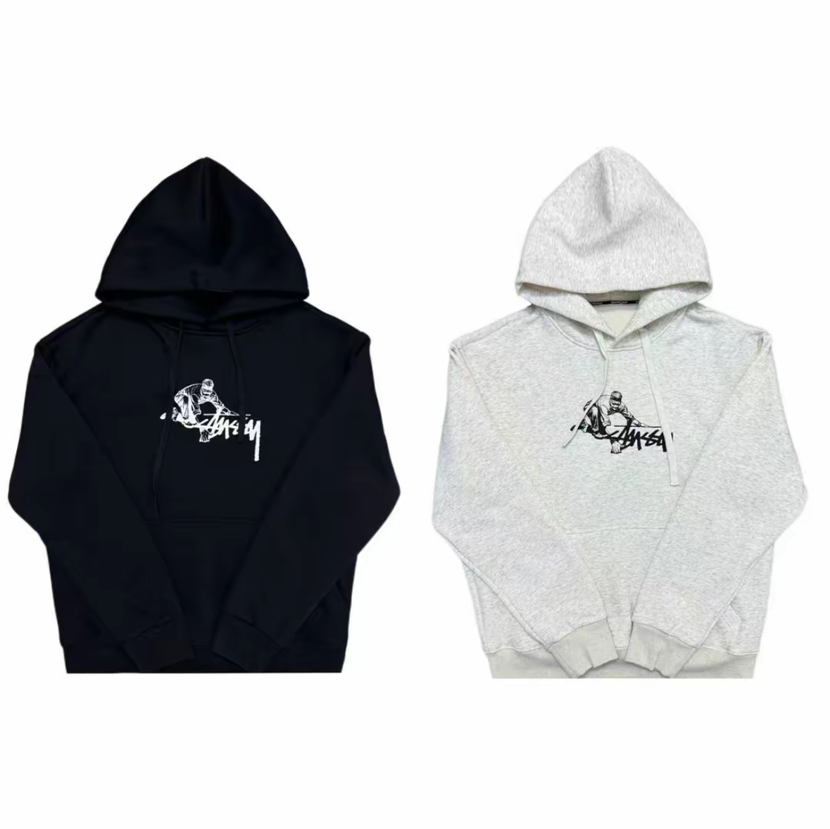 【子政同款】黑白灰色潮流时尚人像字母加绒休闲戴帽中大童卫衣538 