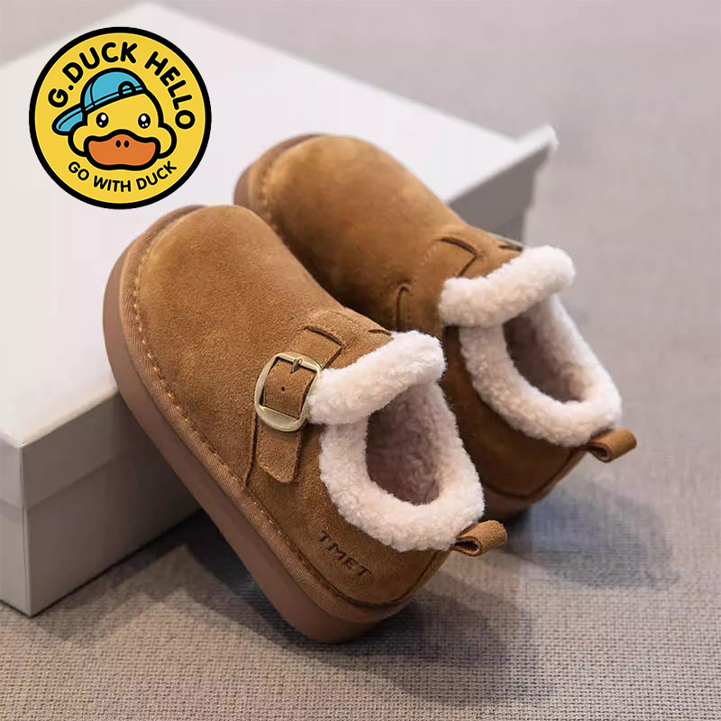 小黄鸭女童加绒勃肯鞋2025冬季新款宝宝棉鞋加绒二棉鞋男童雪地靴