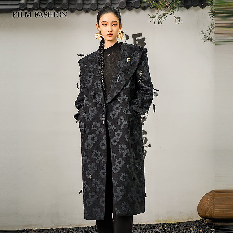 【芊芊专属】冬季新款提花外套中长款女羊毛 FFRG141433