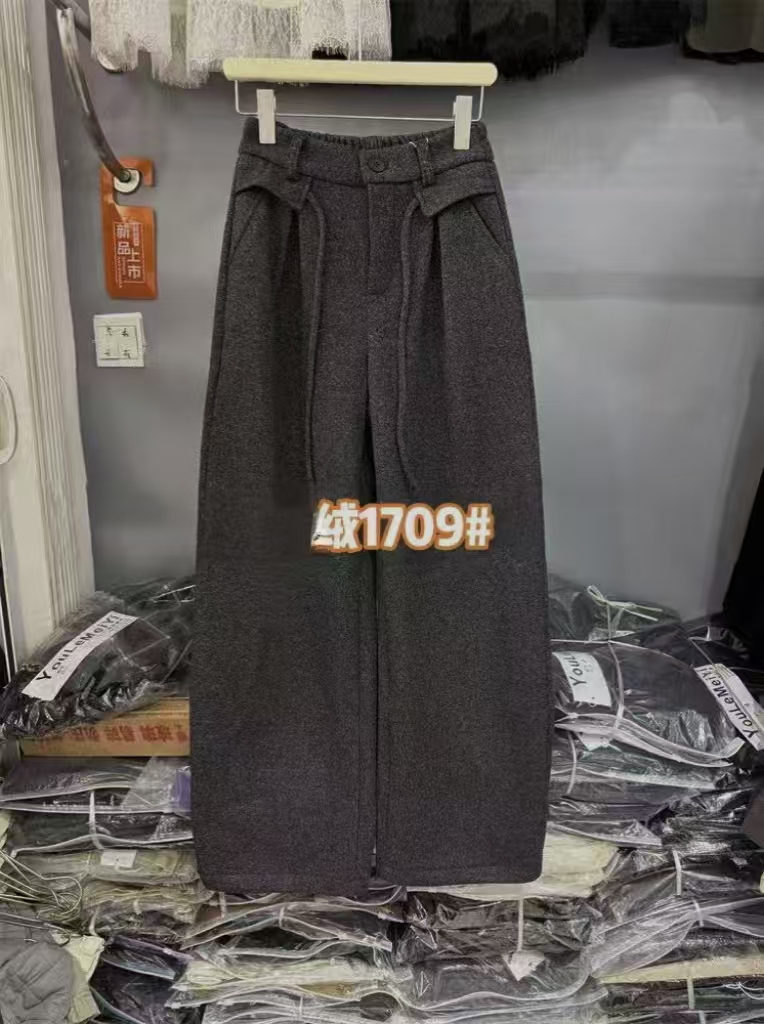 1709-AQ新款后松紧加绒休闲裤