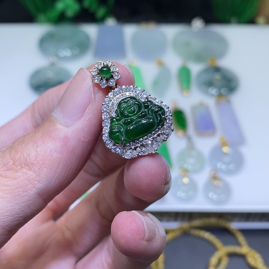 翡翠银S925镶嵌吊坠(不含链)