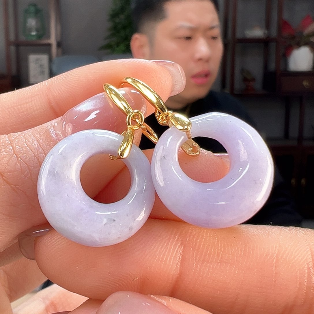 翡翠耳饰银S925镶嵌耳环2