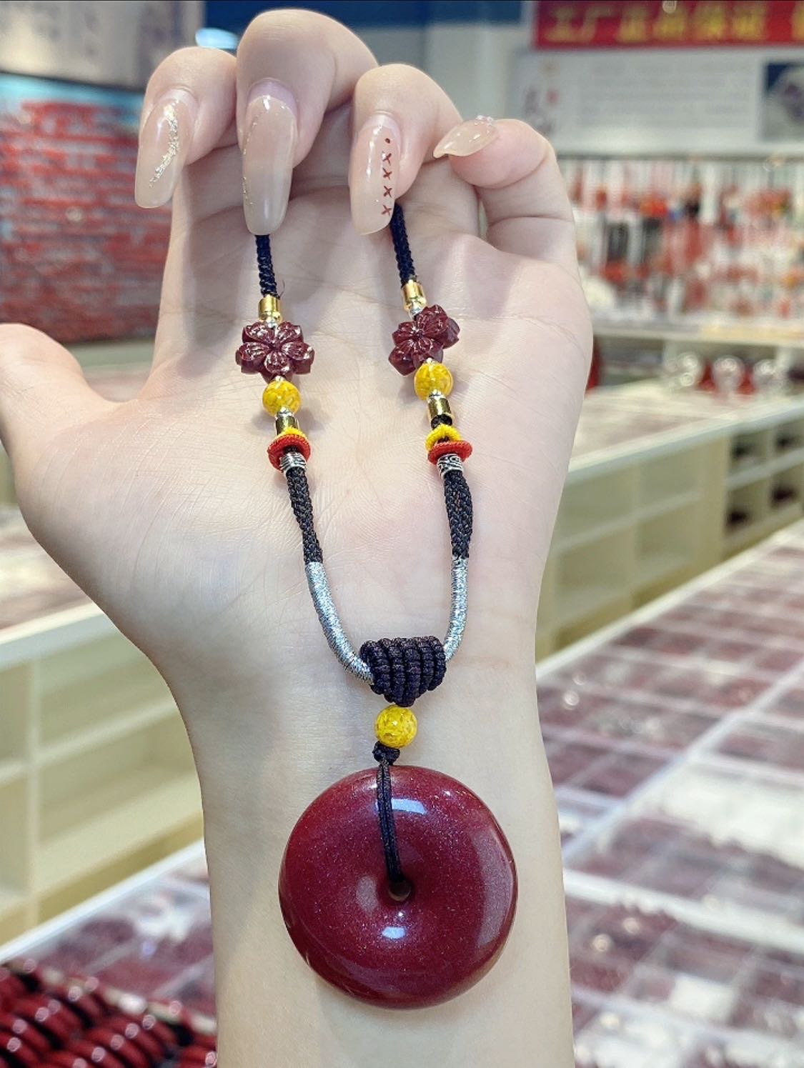 含辰砂工艺品高含量朱砂紫金砂设计款胖平安扣吊坠爆款送礼