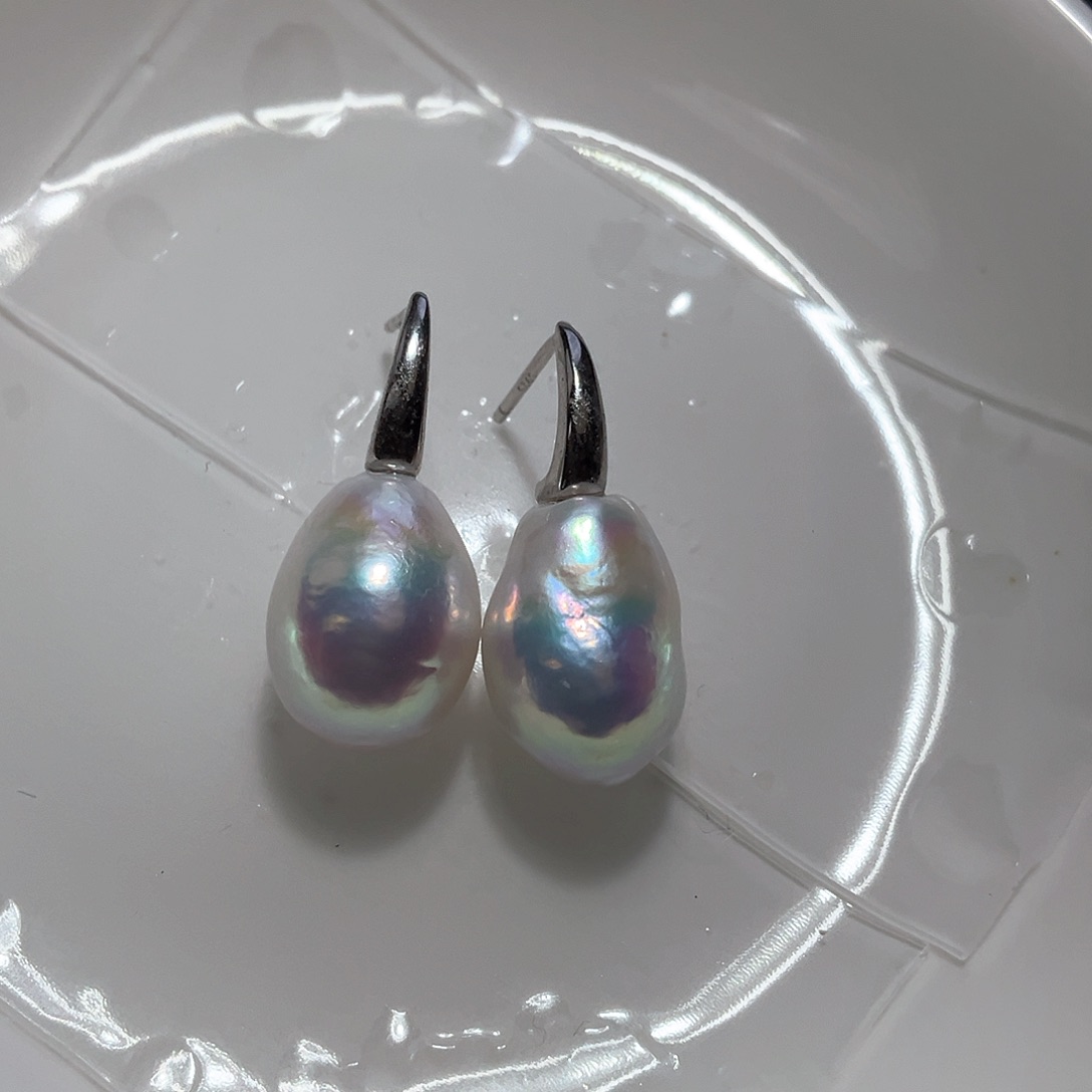 淡水珍珠耳饰银S925镶嵌