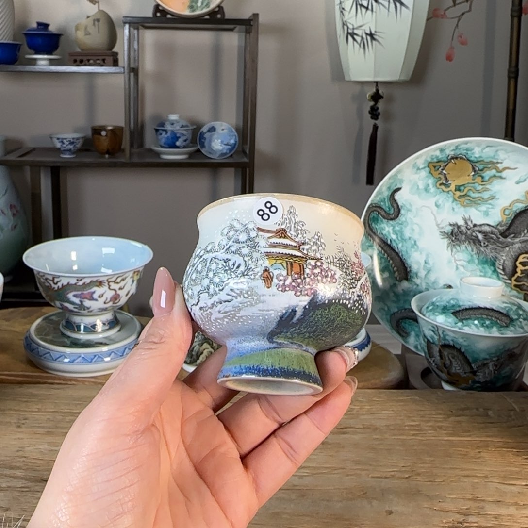 杯景德镇陶瓷柴烧多人