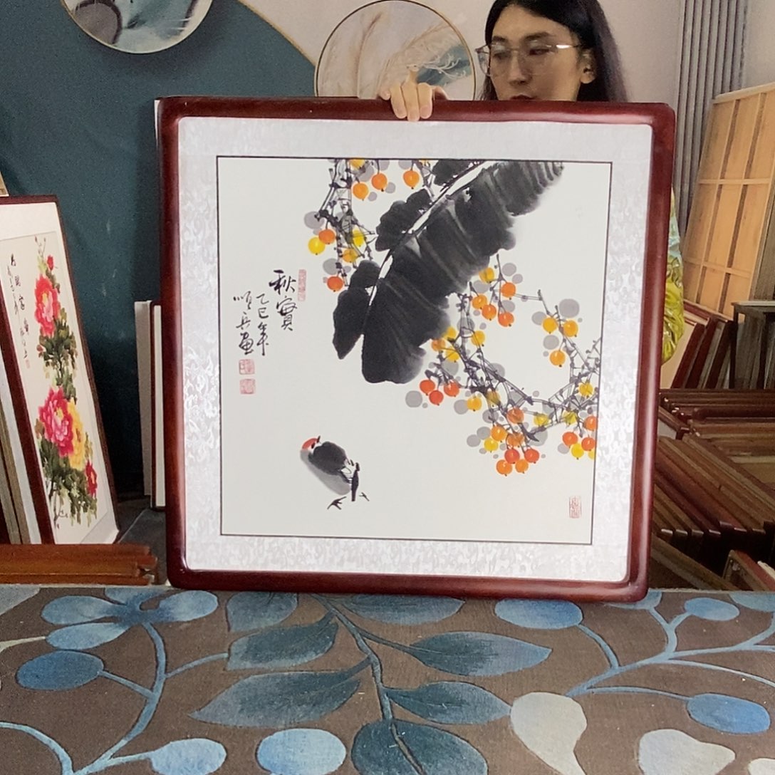 国画62✖️62手写手绘带框包邮国画作品