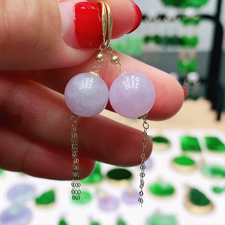 翡翠耳饰18K金镶嵌耳饰