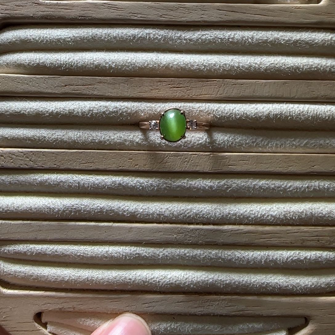 和田玉（碧玉）戒指银S925镶嵌
