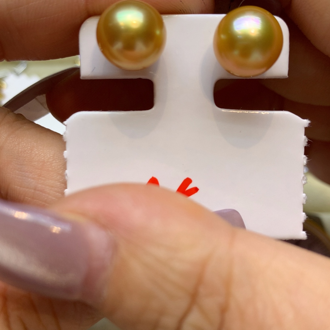 18K金镶嵌耳饰海水珍珠