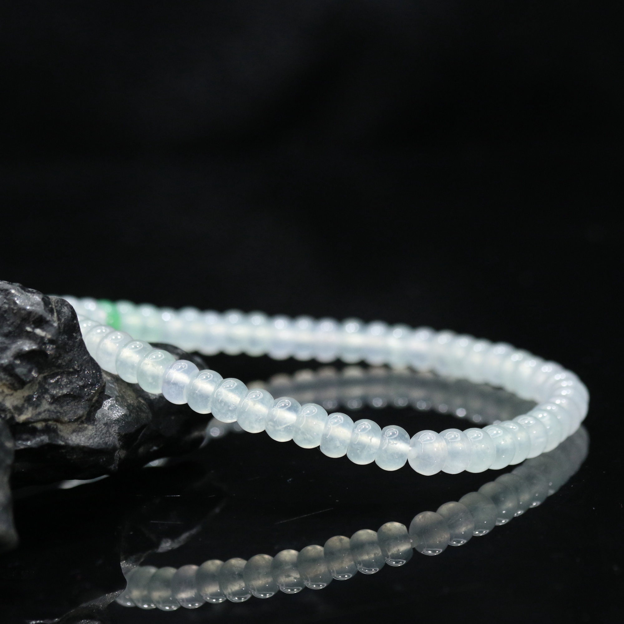 4天然缅甸翡翠A货冰算盘珠手串/800055/上海嘉禾拍卖