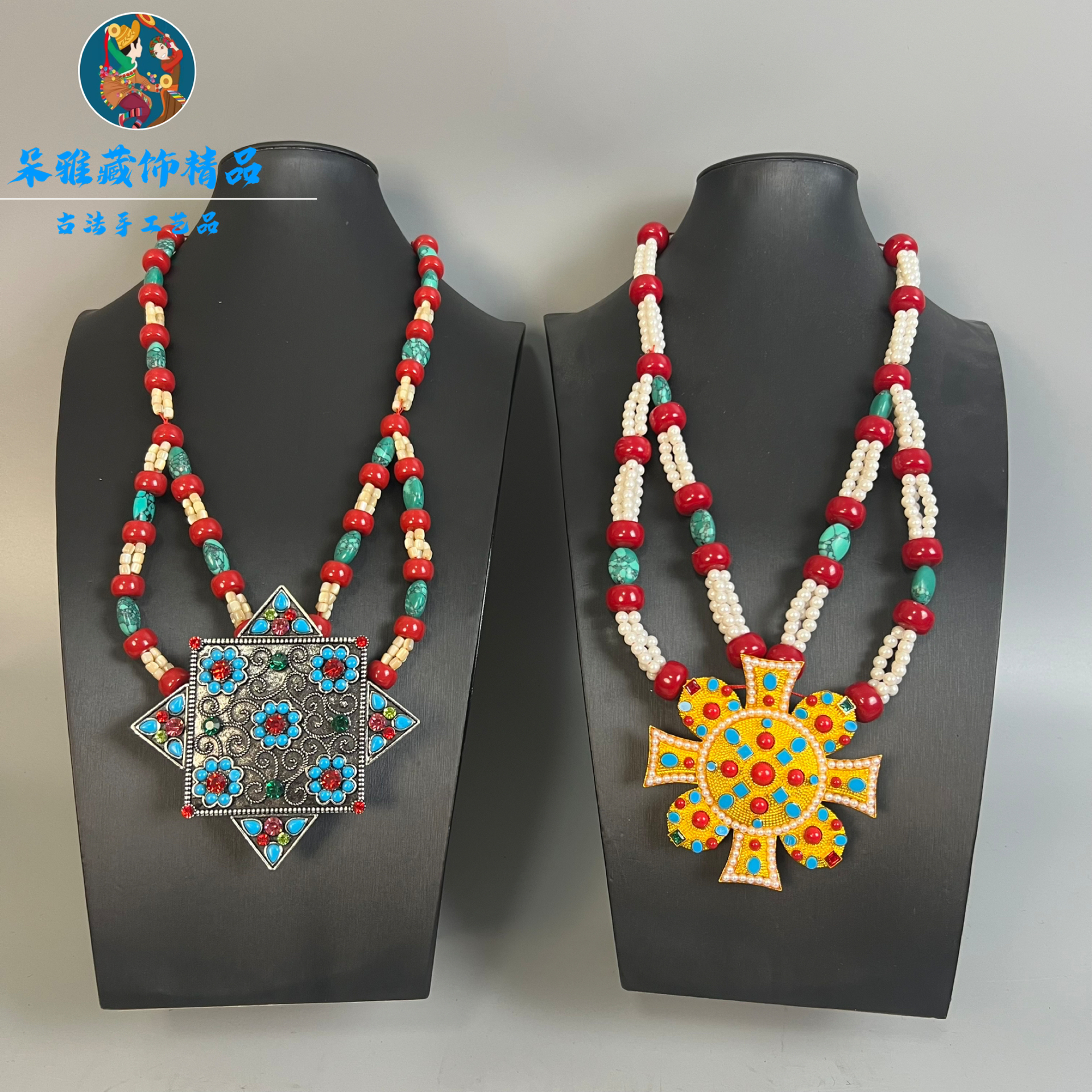 铜合金贝壳吊坠 朵雅民族风新款石头项链爆款吊坠项链藏式项链