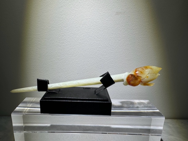 岫玉花玉荷花发簪