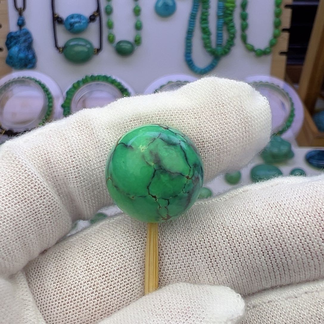 菜籽绿网花圆珠15.7mm兰